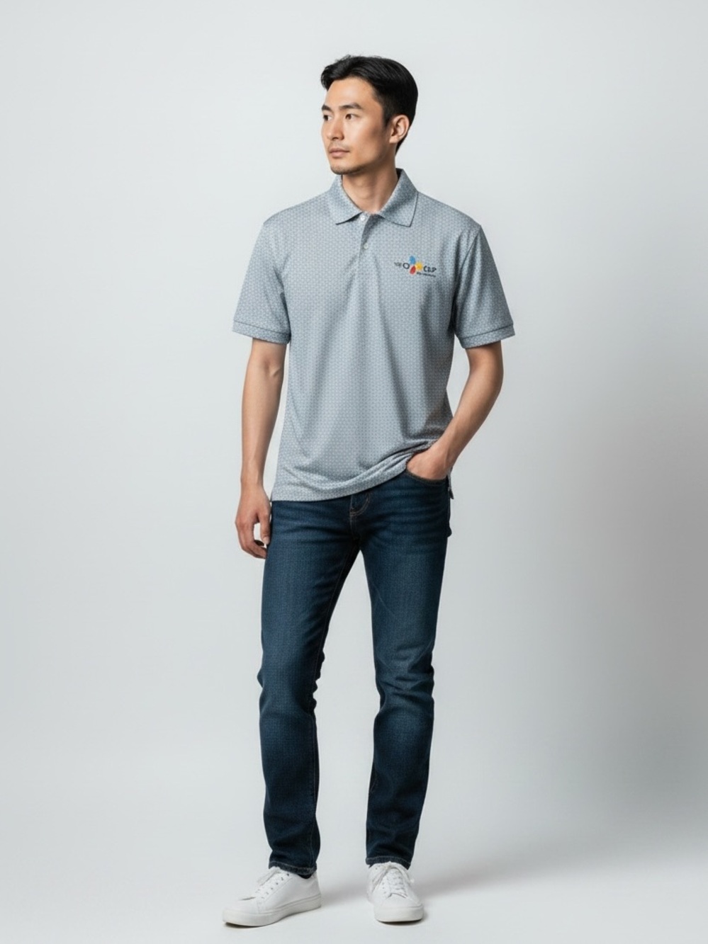 FootJoy Men's Light Gray Micro-Pattern Polo